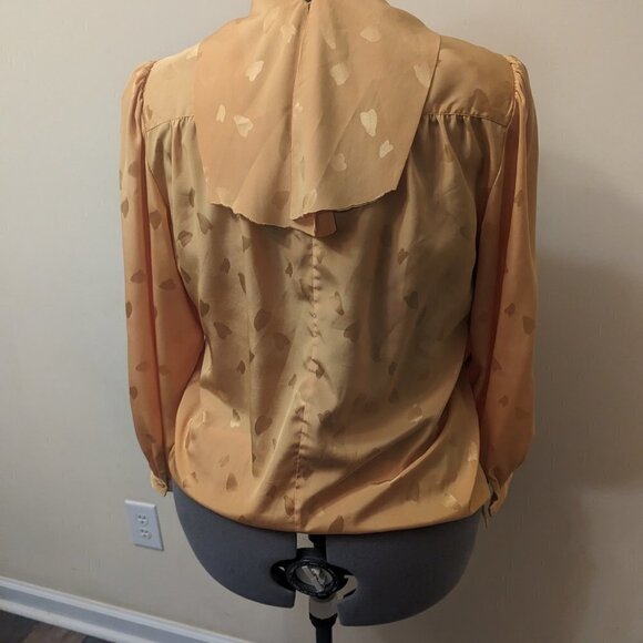 VINTAGE 1980S bright yellow CiaoSport Ltd. blouse - size 12 bow collar - Picture 4 of 9